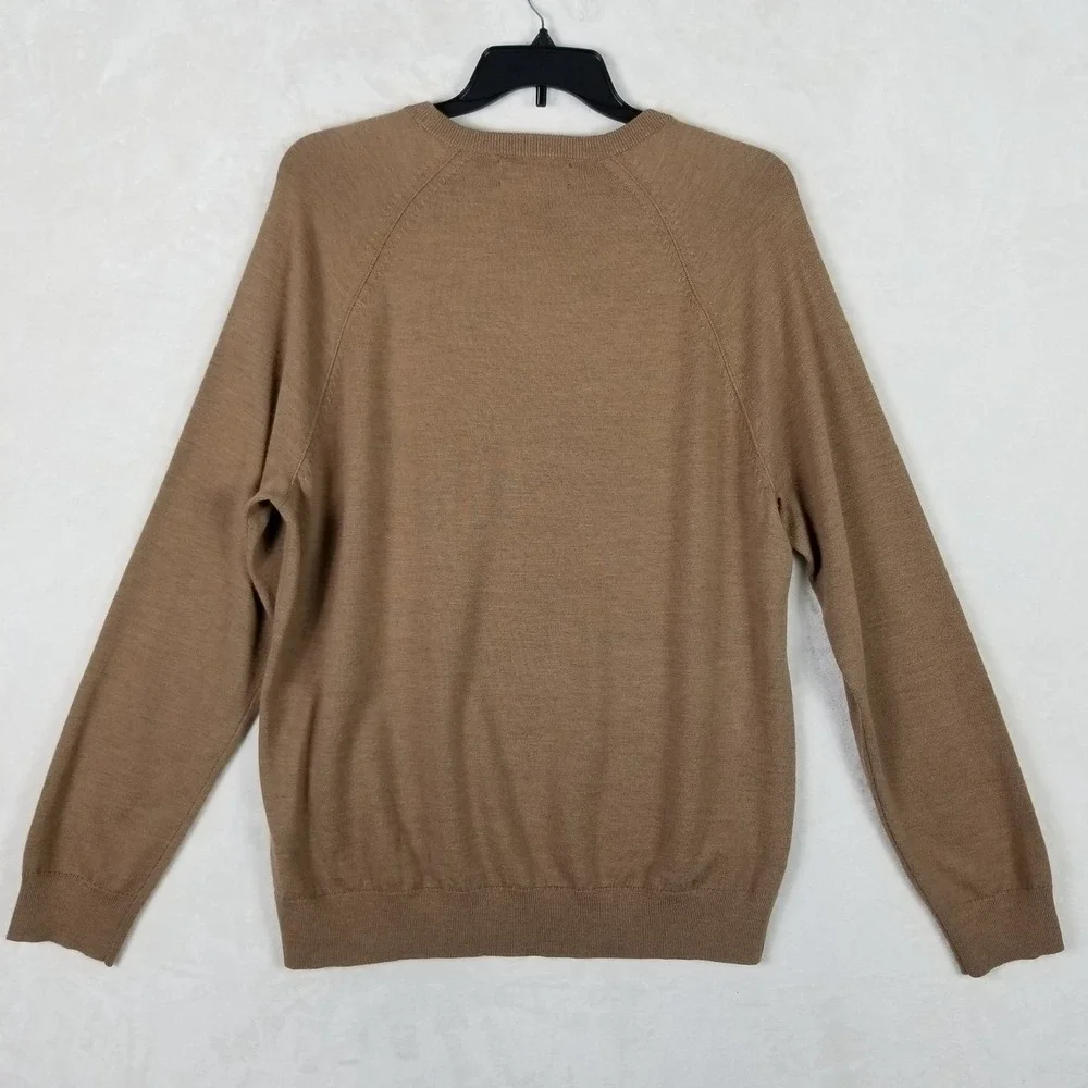 Banana Republic Sweater Men XL Brown Italian Merino Wool Raglan Crew Neck 591165